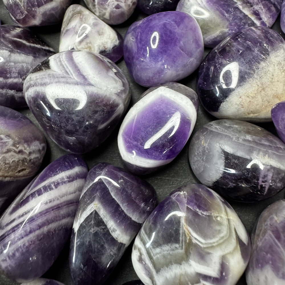 Chevron Amethyst tumbled stone