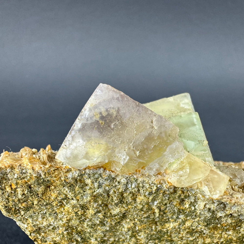 Green Fluorite with Purple Fluorite