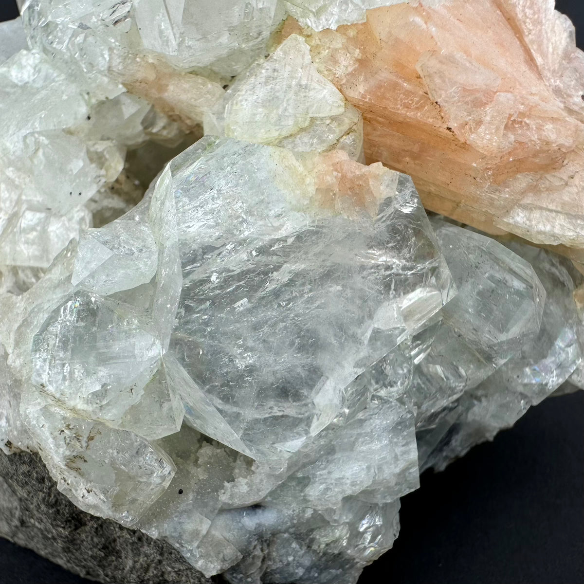 Apophyllite with Stilbite and Chalcedony
