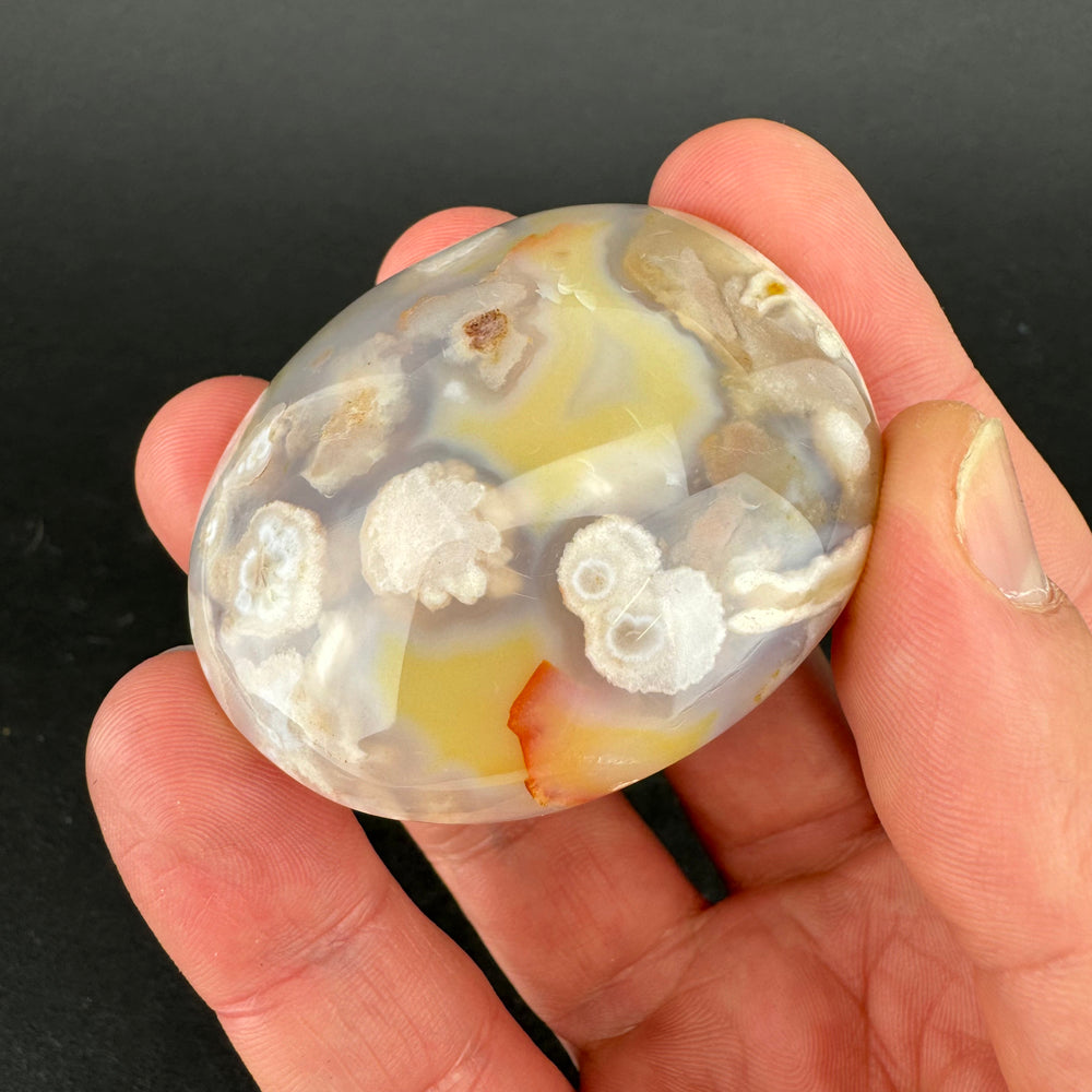 Flower Agate palm stone