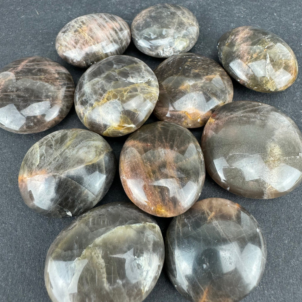 Black Moonstone tumbled stone