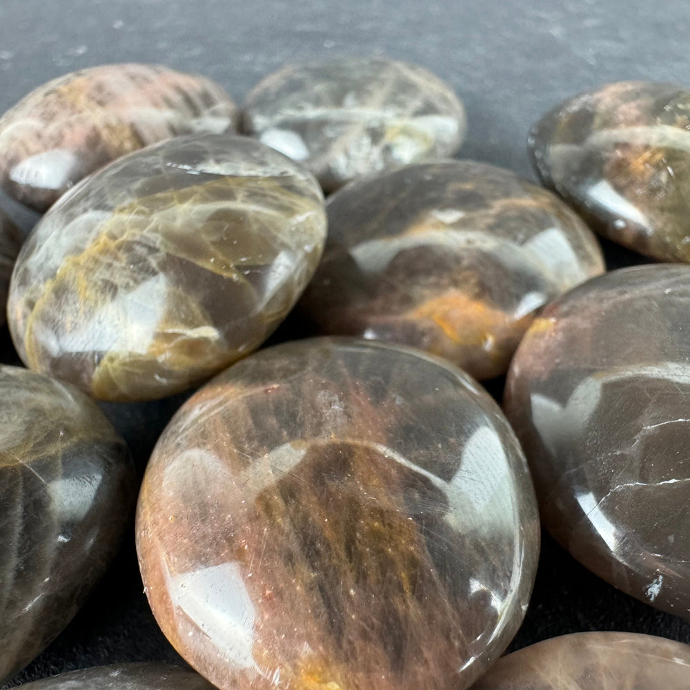 Black Moonstone tumbled stone