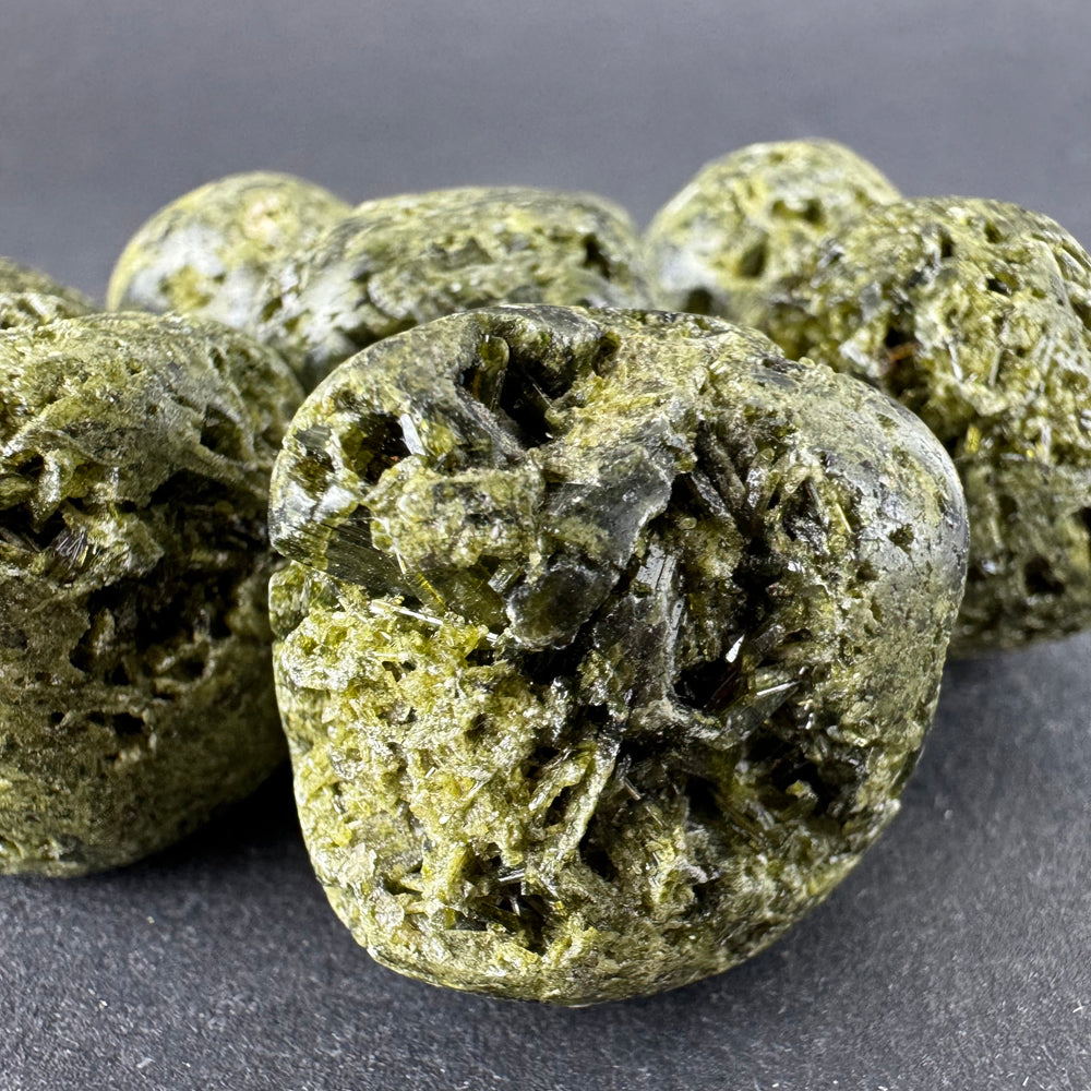 Epidote tumbled stone