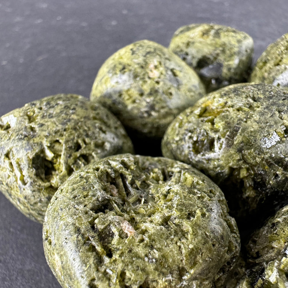 Epidote tumbled stone