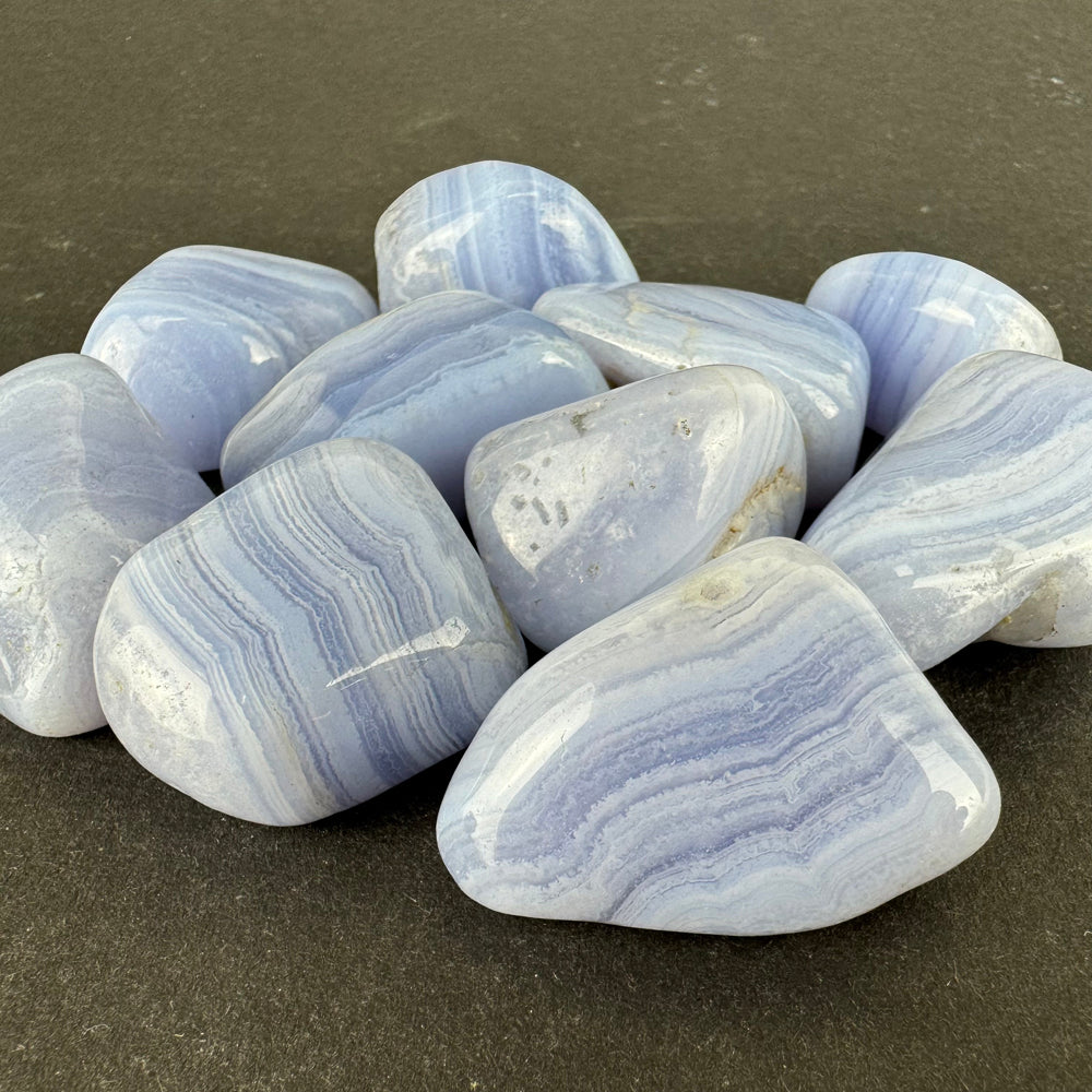 Blue Lace Agate tumbled stone