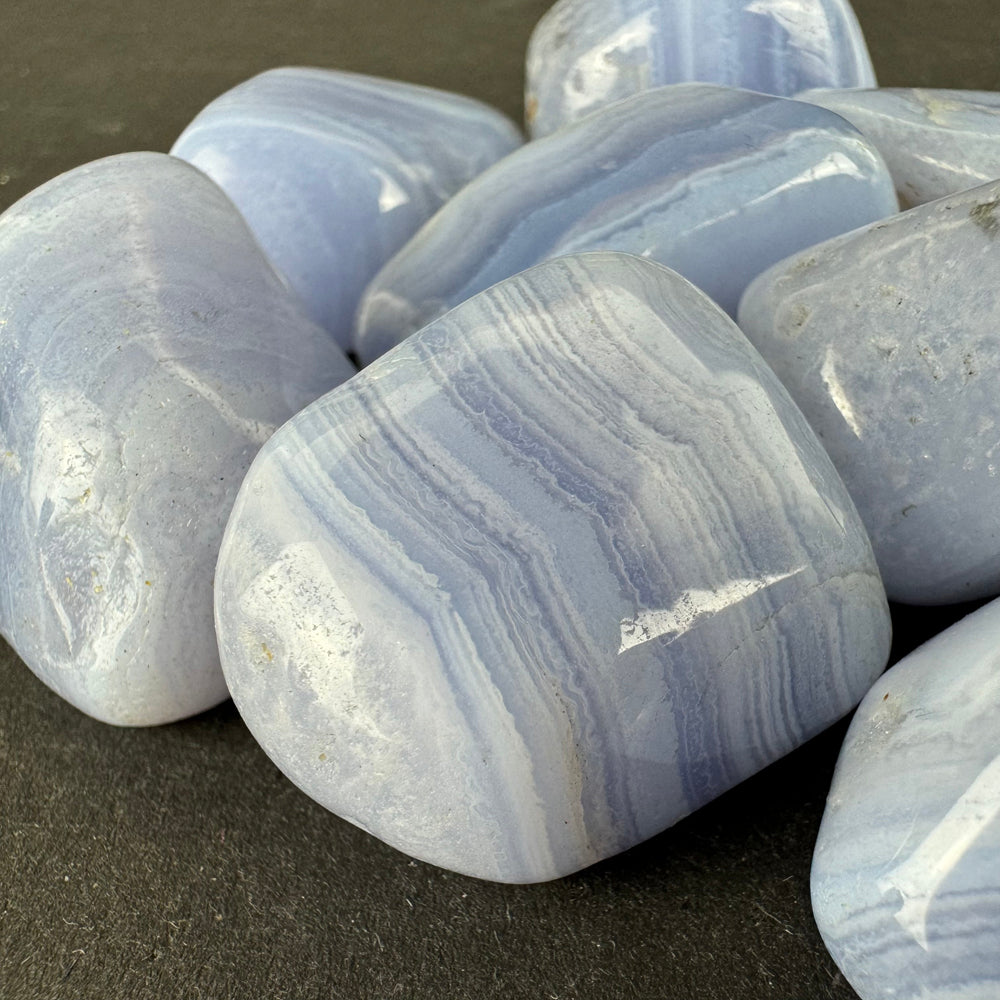 Blue Lace Agate tumbled stone