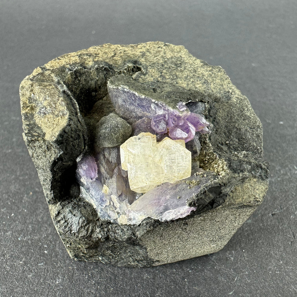 Amethyst with Calcite and Chalcedony