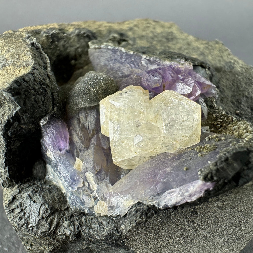 Amethyst with Calcite and Chalcedony