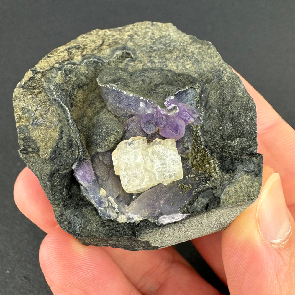 Amethyst with Calcite and Chalcedony
