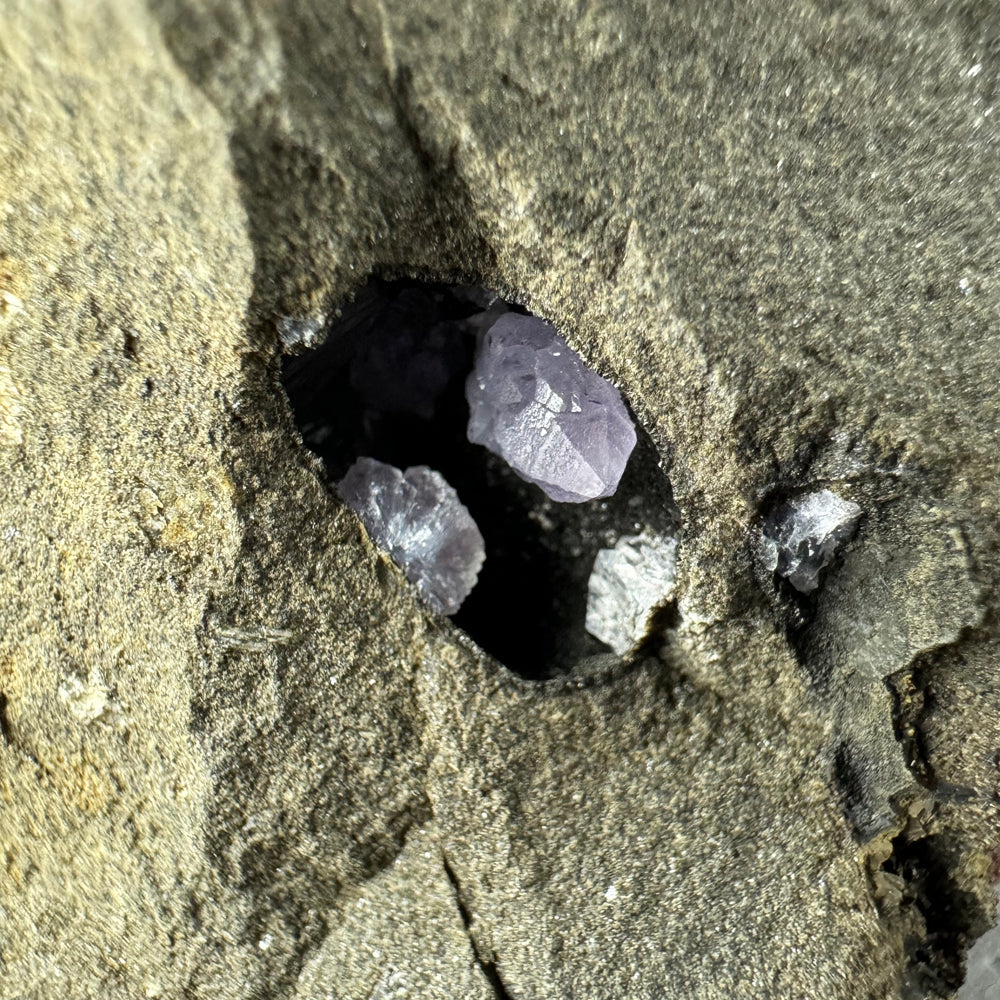 Amethyst with Baryte and Calcite