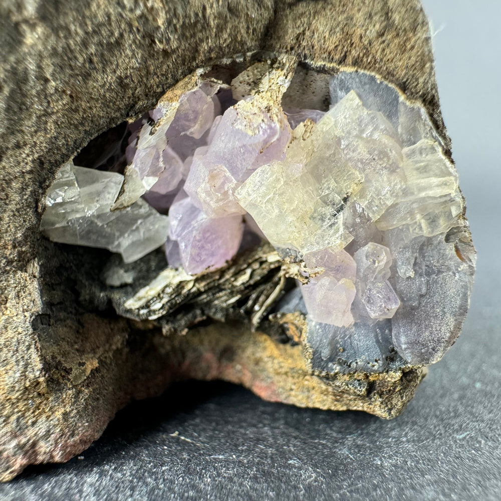 Amethyst with Baryte and Calcite
