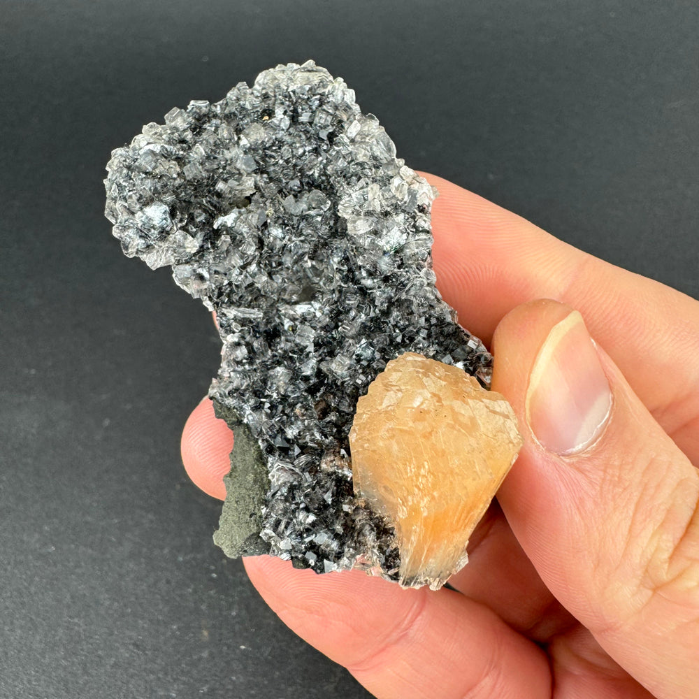 Black Chalcedony with Stilbite