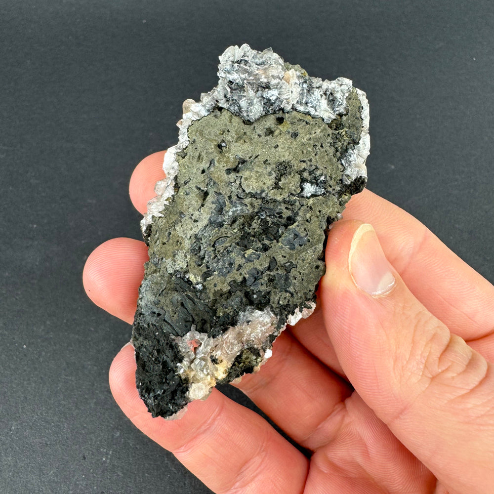 Black Chalcedony with Stilbite