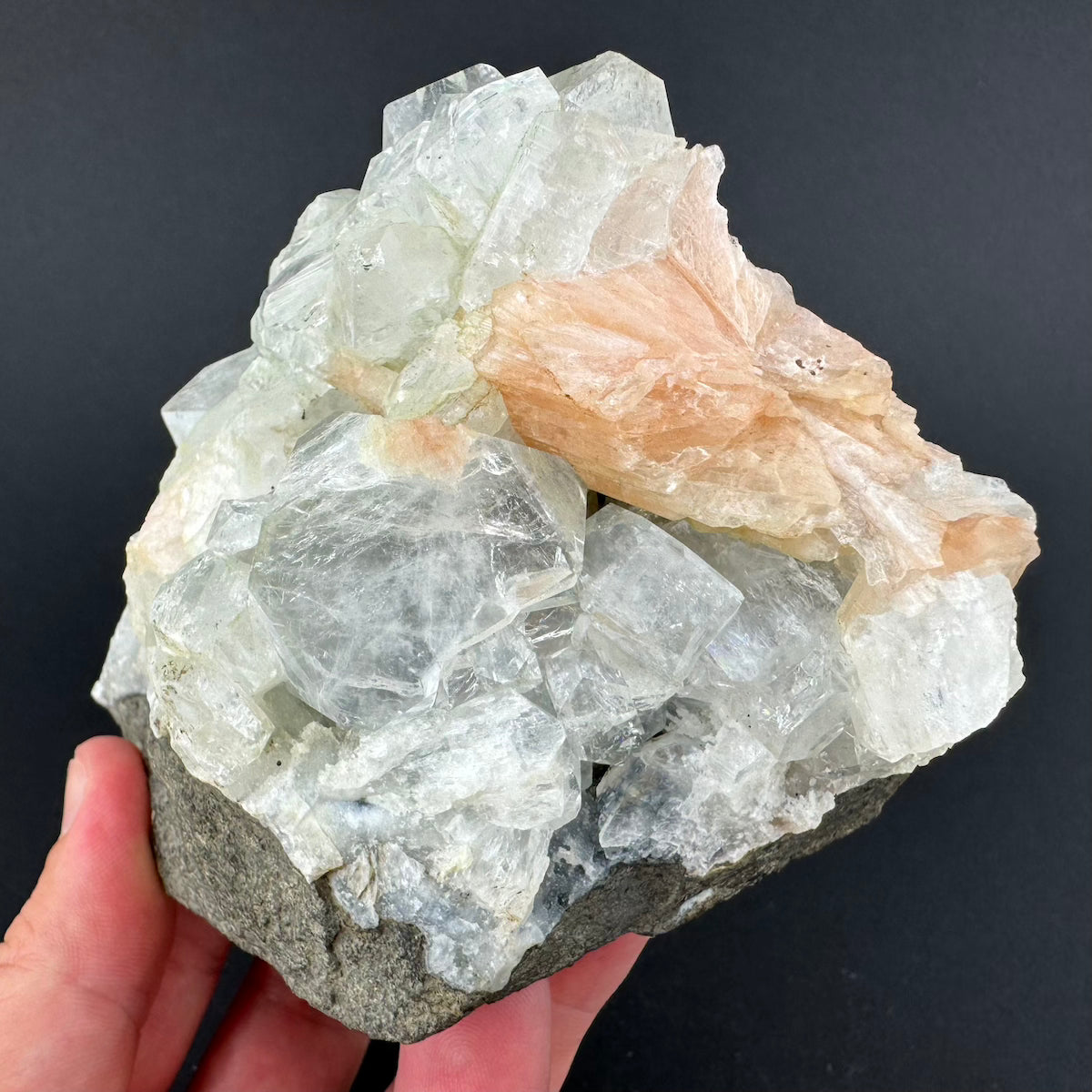 Apophyllite with Stilbite and Chalcedony