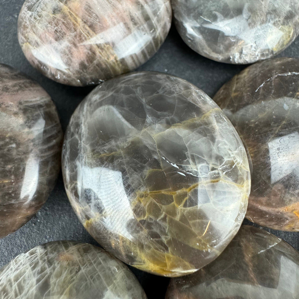 Black Moonstone tumbled stone