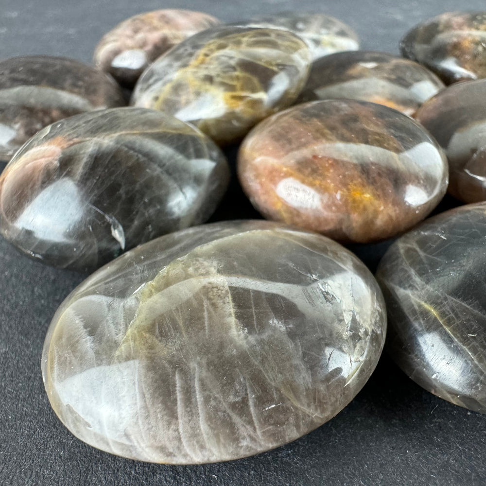 Black Moonstone tumbled stone