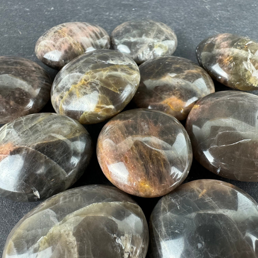 Black Moonstone tumbled stone