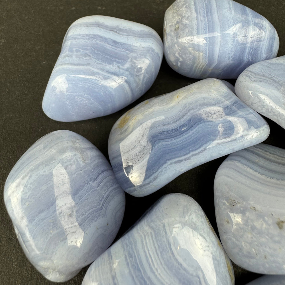 Blue Lace Agate tumbled stone